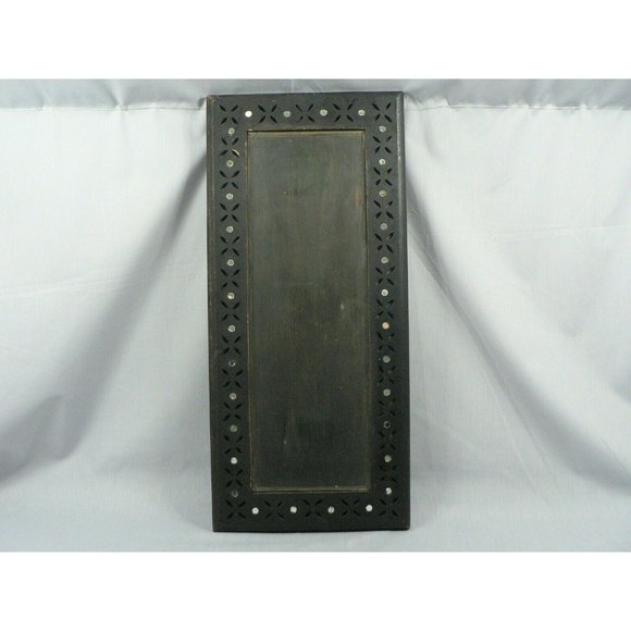 Tray Serving Handmade Wood Metal Insert Cut Out Detailing - Picture 7 of 7